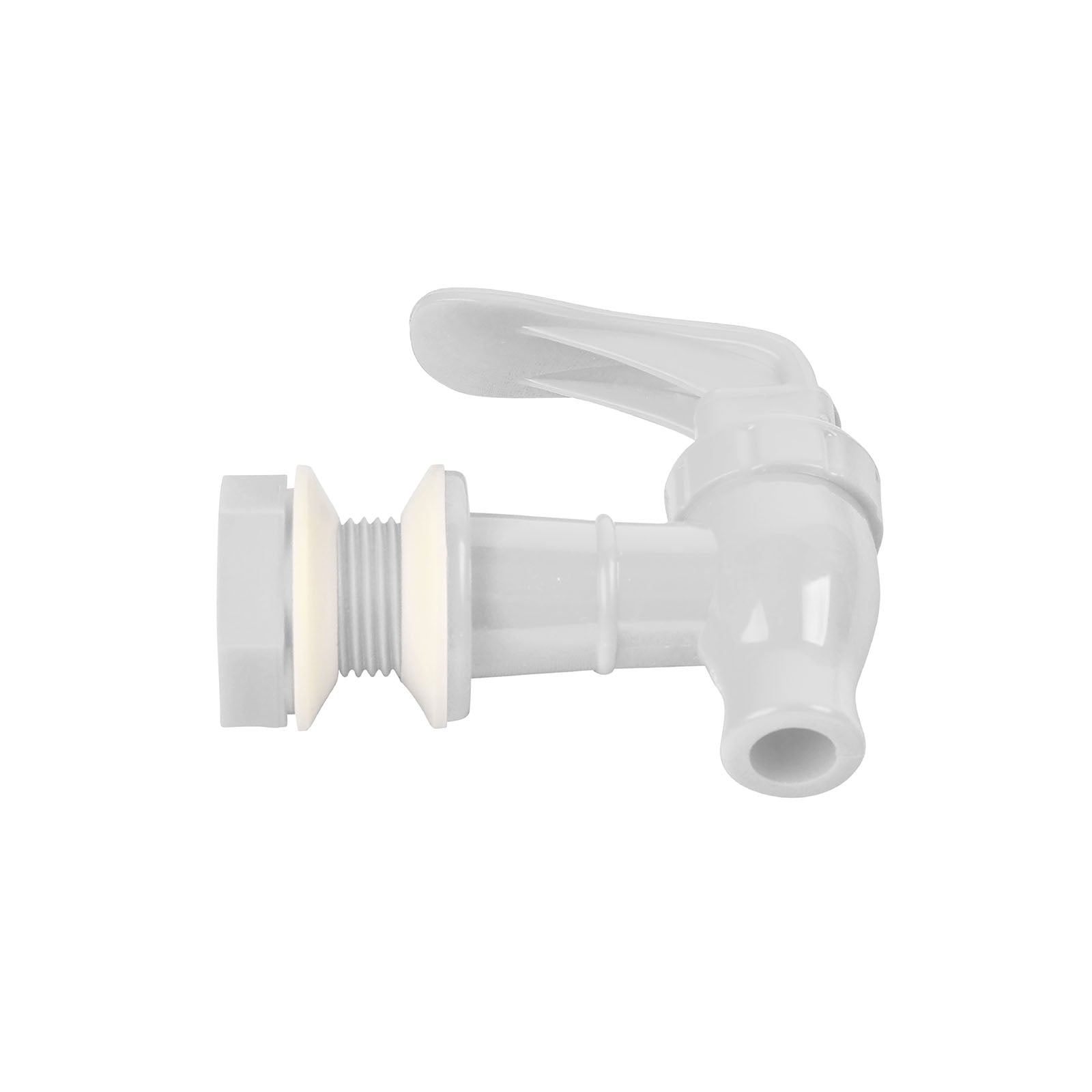 The Brio Water Dispenser Replacement Valves (4-Pack) in multiple colors are BPA-free plastic spigot taps with lever handles and threaded connectors, ideal for porcelain water crocks or bottle dispensers.