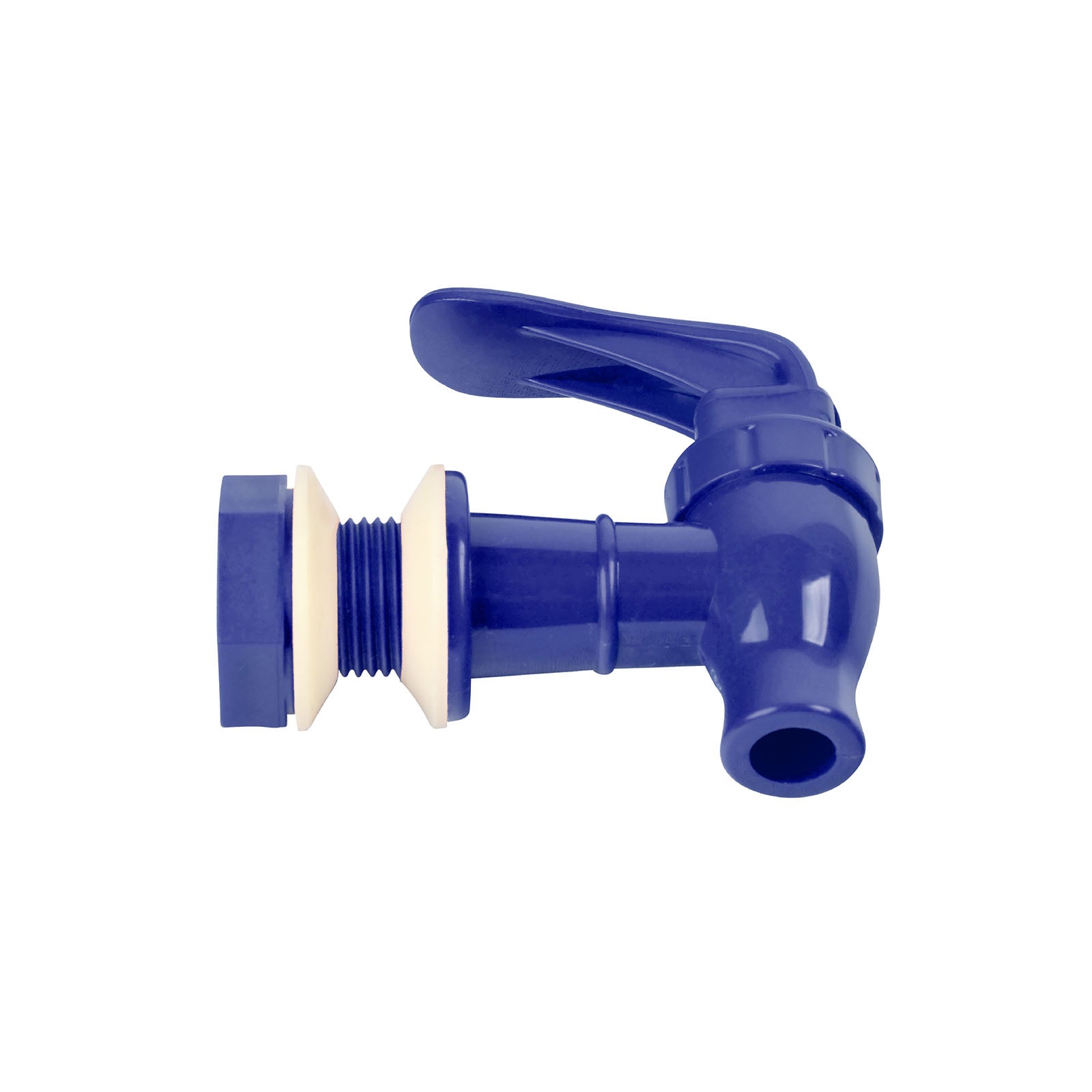 Brio Water Dispenser Replacement Valves (4-Pack) – Multiple Colors: Blue plastic tap with lever handle and threaded section, perfect for BPA-free water bottles or porcelain water crocks. Shown on a white background.