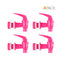Four Water Dispenser Replacement Valves (4-Pack) in bright pink with white washers are shown in two rows, ideal for BPA-free water bottle dispensers or porcelain crocks. "4 PACK" appears in the upper right corner. Available in multiple colors.
