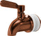 A close-up of the Beverage Dispenser Replacement Spigot in bronze, featuring a metallic finish, side lever handle, white circular base, and leak protection, isolated on a white background.