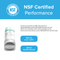 The 6045A Refrigerator Filter (compatible with Samsung DA97-17376B, DA97-08006C, HAF-QIN, HAF-QIN/EXP) is shown with an NSF-certified badge. Text highlights lead reduction (≤0.25%) and benefits under NSF/ANSI 42, 53, 401, and 372.
