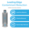 The 6045A Refrigerator Filter (Samsung DA97-17376B, DA97-08006C, HAF-QIN, HAF-QIN/EXP) is shown with blue arrows beside icons and text for Lead-Free Material, Chlorine Removal, and Taste & Odor Removal under Leading-Edge Contaminant Reduction.