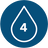 A circular blue icon with a white water droplet outline and the number 4 inside, indicating 4-stage filtration.