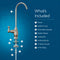 Diagram of a Curvy Classic Series Water Faucet-Brushed Nickel assembly with numbered parts: 1. Lead-free stainless steel faucet, 2. Rubber O-ring, 3. 45mm base extender, 4. Rubber washer, 5. Locking nut, 6. Locking clip (x2), 7. 1/4” quick connect, 8. 1/4” PE.