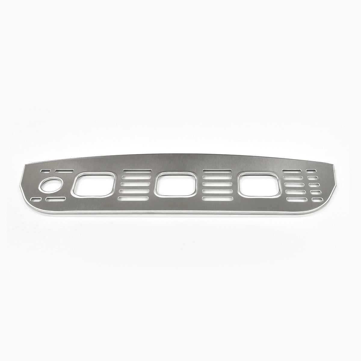 The Drip Tray Cover 520 Series Coolers is a rectangular metallic panel with rounded corners and multiple cutouts of various shapes and sizes arranged in rows. The CLTL520BLK model is shown on a plain white background.