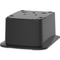 A black, rectangular plastic wall-mount base with rounded edges and top holes—perfect for the Ice Maker + Water Dispenser Cooler Base - 320 Series or as a sturdy water cooler foundation.