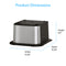 A stainless steel Water Cooler Base for 300, 400, 500, and 700 Series. Dimensions: 16.06" W x 16.06" D x 9.5" H. Adds stability and style to your Brio water cooler. Text reads Product Dimensions.