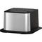 The Brio 430 Series Water Cooler Base is a rectangular, modern kitchen appliance with a brushed stainless steel finish, flat black top, and wide base.