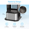 Close-up of the Brio 430 Series Water Cooler Base showing labeled front/rear brackets, a wide anti-tip base, slip-resistant grip feet, and a secure bracketing kit for stability. Blue icons highlight this Brio 430 Series water cooler stand’s features.