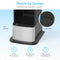 A Cooler Base for 420 & 520 Series Icemaker Dispensers, featuring front and rear brackets, a wide anti-tip base, slip-resistant grip feet, and an extra secure bracketing kit. Text above reads “Stable by Design.”.