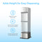 The Water Cooler Base – 530 Series elevates your bottled or bottleless water cooler by 9.5 inches for easy dispensing, featuring an anti-tip, slip-resistant build and sleek brushed stainless steel finish. Blue accents show features clearly.