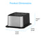 A stainless steel rectangular Water Cooler Base—720 Series Ice Maker Bottled & Bottleless—with a black Brio base, dimensions: 16.06"W x 22.68"D x 9.5"H. Product Dimensions shown; ideal for Brio Moderna + ICE Series water cooler stand.