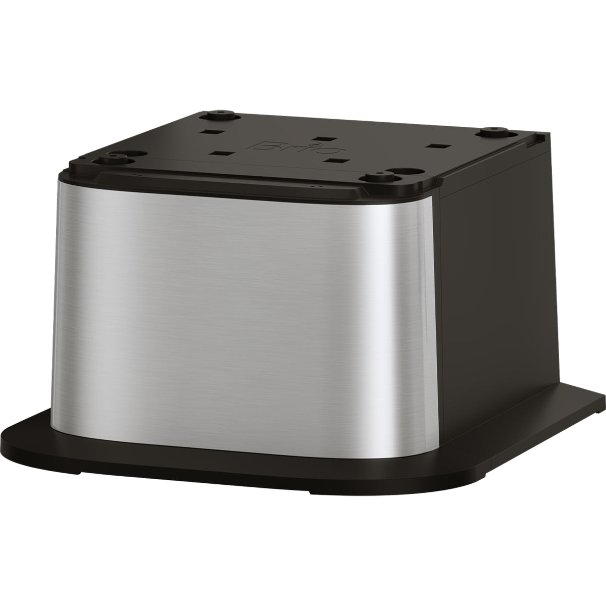 The Water Cooler Base - 730 Series Bottled & Bottleless Water Cooler features a modern, rectangular design with a brushed stainless steel front, black top and sides, and a wide flat black base.