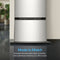 A close-up of the Water Dispenser Cooler Base - 740 Series in brushed stainless steel with "Made to Match" text. Durable steel seamlessly matches Brio 740 Series Water Coolers. Modern interior and plants in background.