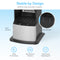 The Water Dispenser Cooler Base - 740 Series features front and rear brackets, a wide anti-tip base, and slip-resistant grip feet. Icons and text highlight its stability and compatibility with Brio 740 Series Water Coolers.