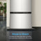 A close-up of a brushed stainless steel Cooler Base for Water Dispenser - 745 Series, with text reading: Made to Match—Brushed stainless steel adds durability and pairs seamlessly with your Brio 745 Series cooler. A plant and chair appear in the background.