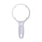 The 10 Inch White Filter Housing Wrench is a white plastic tool with a round open ring and handle, designed for easy tightening or loosening of RO filtration system housings.
