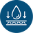 A circular blue icon with a white line drawing of a water droplet falling over a textured surface and downward arrows, representing advanced filtration.