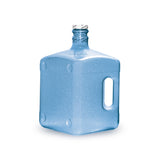 The 3-Gallon Polycarbonate Square Water Bottle features a 48mm screw top, BPA-free material, built-in side handle, and blue square design, displayed against a white background.