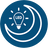 A circular blue icon featuring a crescent moon and a light bulb with the text 'LED' inside, representing an LED night light.