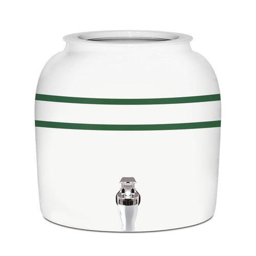 GEO Porcelain Ceramic Crock Water Dispenser - Green Stripe