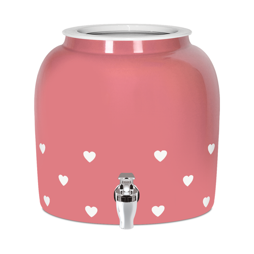 GEO Porcelain Ceramic Crock Water Dispenser - Hearts
