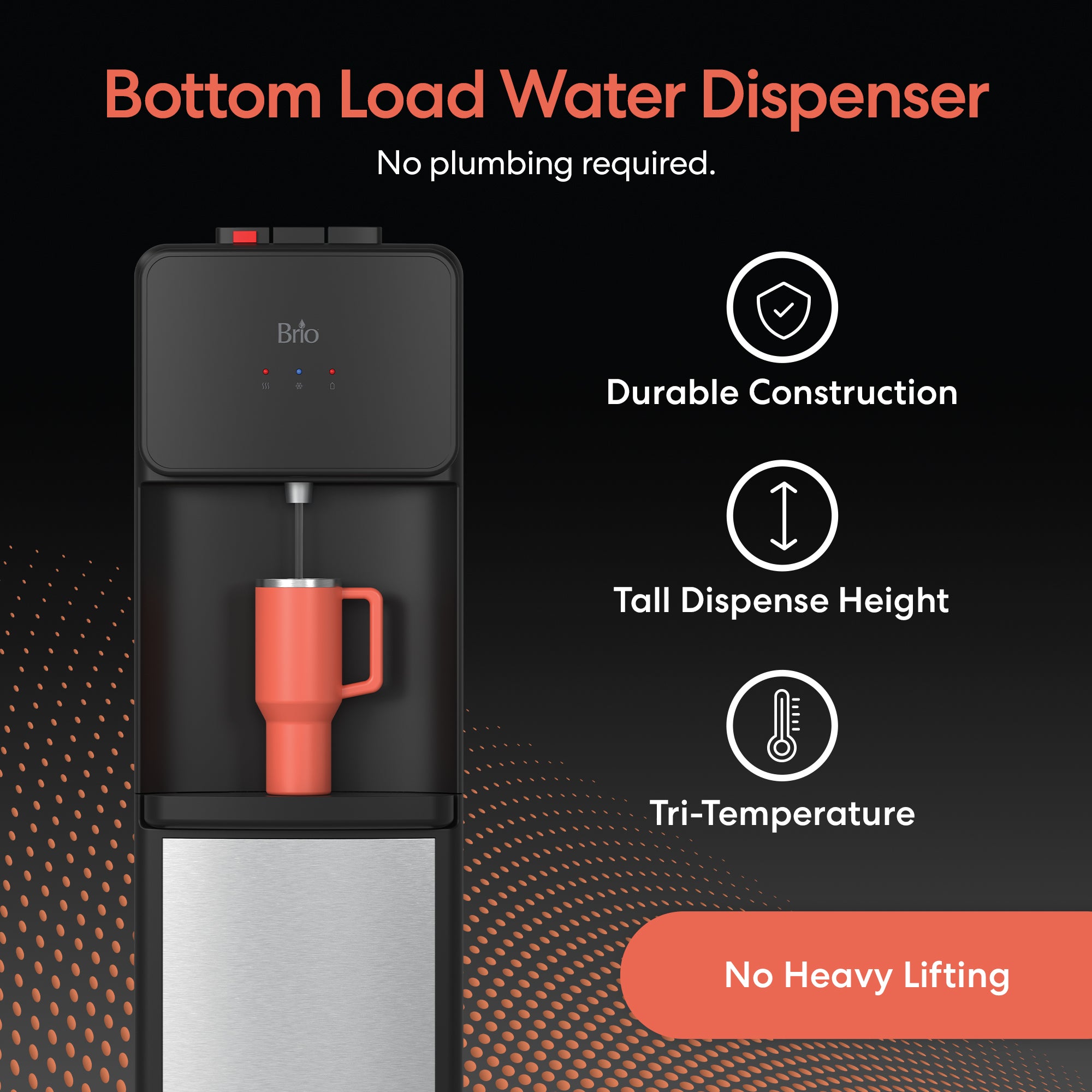 Brio 130 Series Stainless Steel Bottom Load Water Cooler | Brio