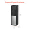 Product Specifications (in red): Stainless Steel Bottom Load Water Cooler - 130 Series, black and silver. Fits 5-gallon bottle. Dimensions: height 41.73 in (106 cm), width 11.81 in (30 cm), depth 14.37 in (36.5 cm).