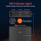 Diagram of the Bottom Load Water Cooler - 130 Series featuring LED indicators for hot, cold, and bottle status, plus a labeled child safety lock for safe hot water dispensing on this tri-temperature dispenser.