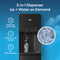 Sure! Here’s a rewritten sentence using your product data: A Bottom Load Bullet Ice & Hot/Cold Water Dispenser - Model 320 Ice is displayed in black, featuring a glass filled with ice water and ice cubes. Text highlights its 2-in-1 bullet ice dispenser and hot/cold water functions, advanced bullet ice maker technology, and UV self-cleaning feature—all set against a blue background.