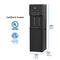 Bottom Load Bullet Ice & Hot/Cold Water Dispenser - Model 320 Ice in black with certification badges on the left; this bottom load water cooler features convenient dimensions: height 43.3 in (110 cm), width 12.2 in (31 cm), depth 17.4 in (44.2 cm).