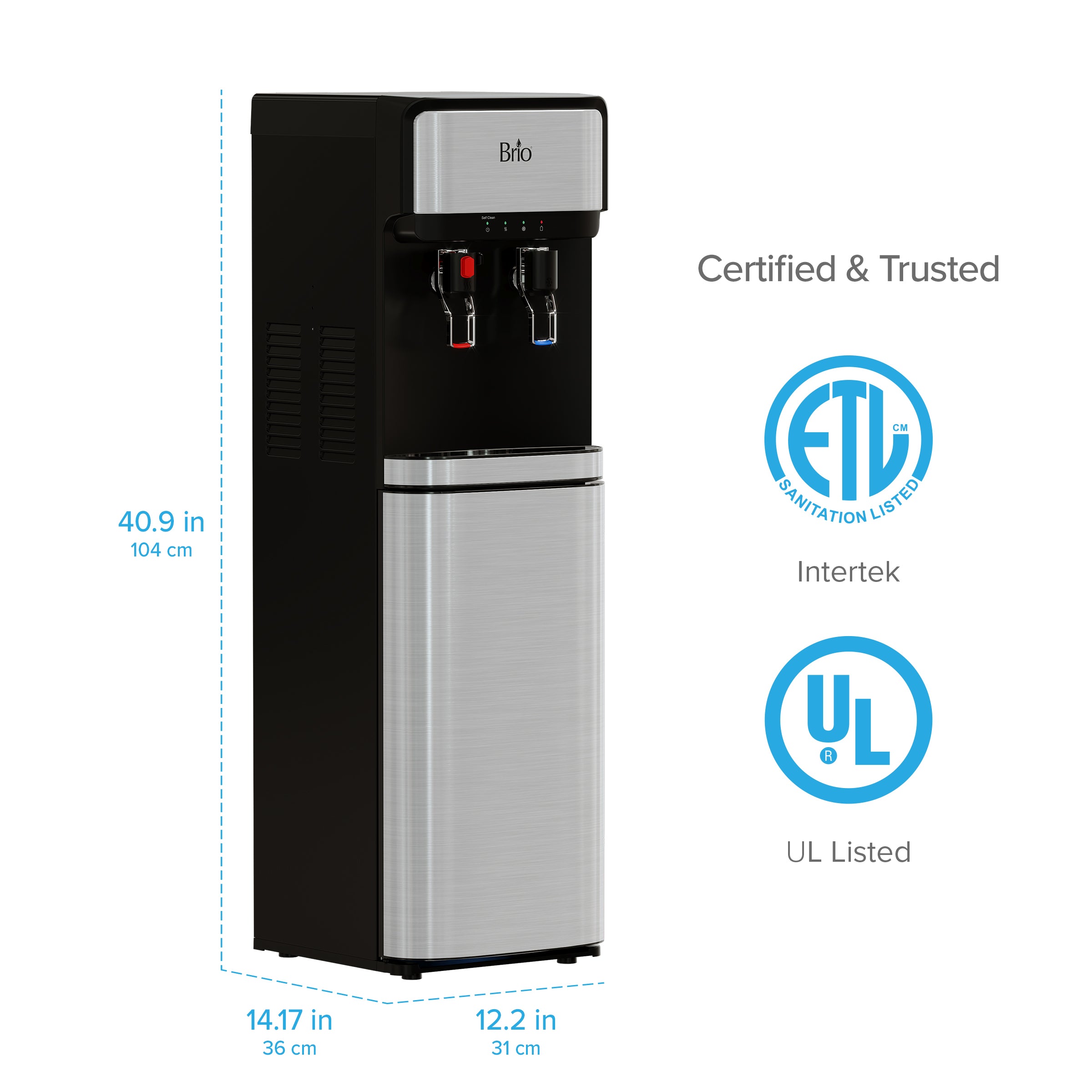 300 Series Bottom Load Water Cooler, Stainless Steel | Brio