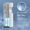A White Bottom Load Water Cooler - 300 Series features self-cleaning technology to reduce contaminants, improve water taste, leave no residue, and minimize maintenance, with a graphic showing clean water droplets.