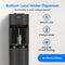 The Black Stainless Bottom Load Water Dispenser - 520 features convenient bottom loading with tri-temperature options, automatic UV self-cleaning technology, and a glass filling station—all with no heavy lifting required and no need for plumbing or hookups.