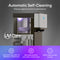 A self-cleaning machine labeled “Stainless Steel Bottom Load Water Dispenser - 520” with text promoting its advanced self-cleaning UV technology, automatic operation, biofilm elimination, and a 100% chemical-free process. A blue and purple banner highlights its features, making it the ideal choice for a hygienic bottom load water dispenser.