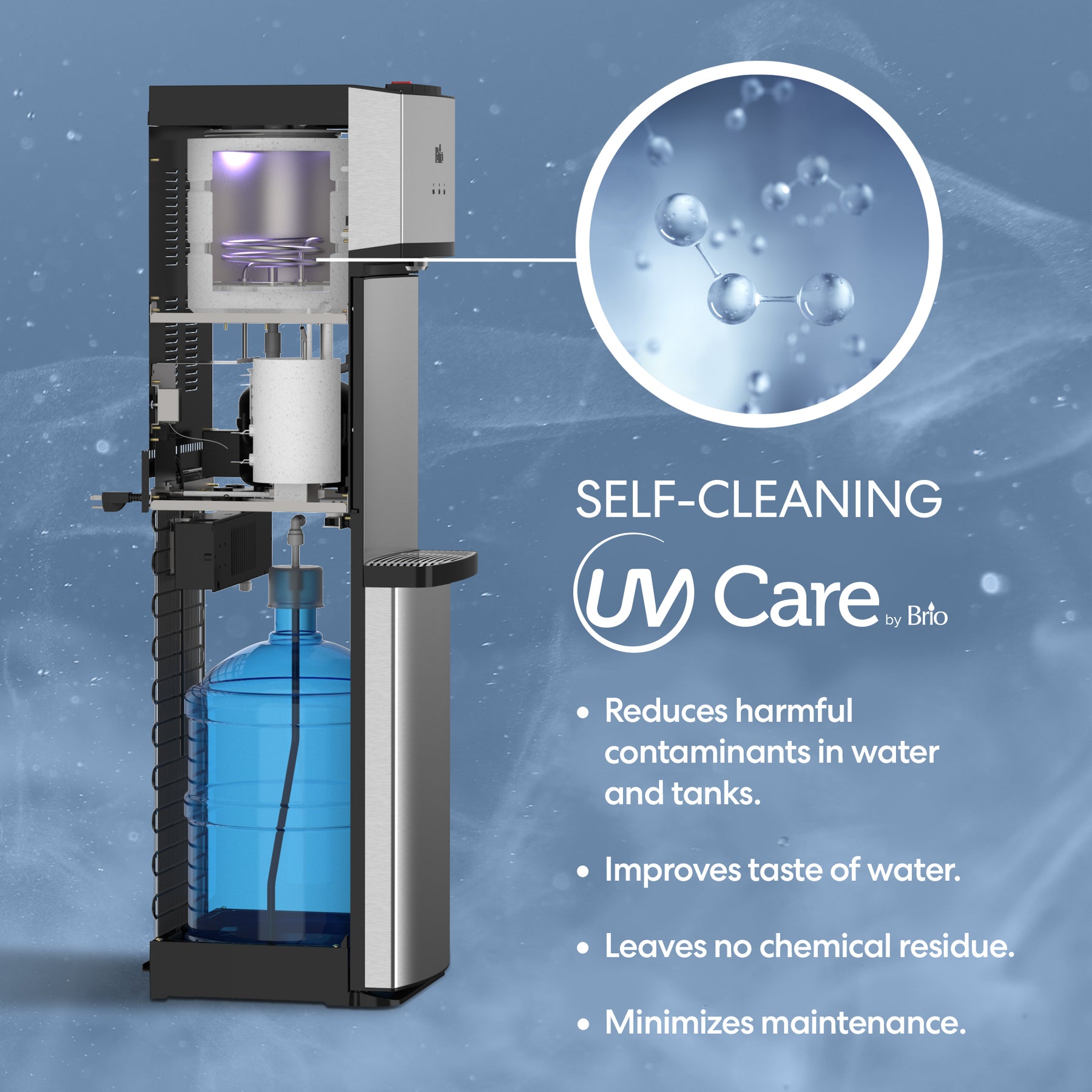 Brio water dispenser installation clearance space diagram 8 inches