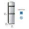 The Stainless Steel Bottom Load Water Dispenser - Model 530 BL features stainless steel reservoirs, measures 43 in (109.2 cm) in height, 14.37 in (36.5 cm) in depth, and 11.81 in (30 cm) in width. This dispenser includes self-cleaning technology and displays the Energy Star and UL certification logos.
