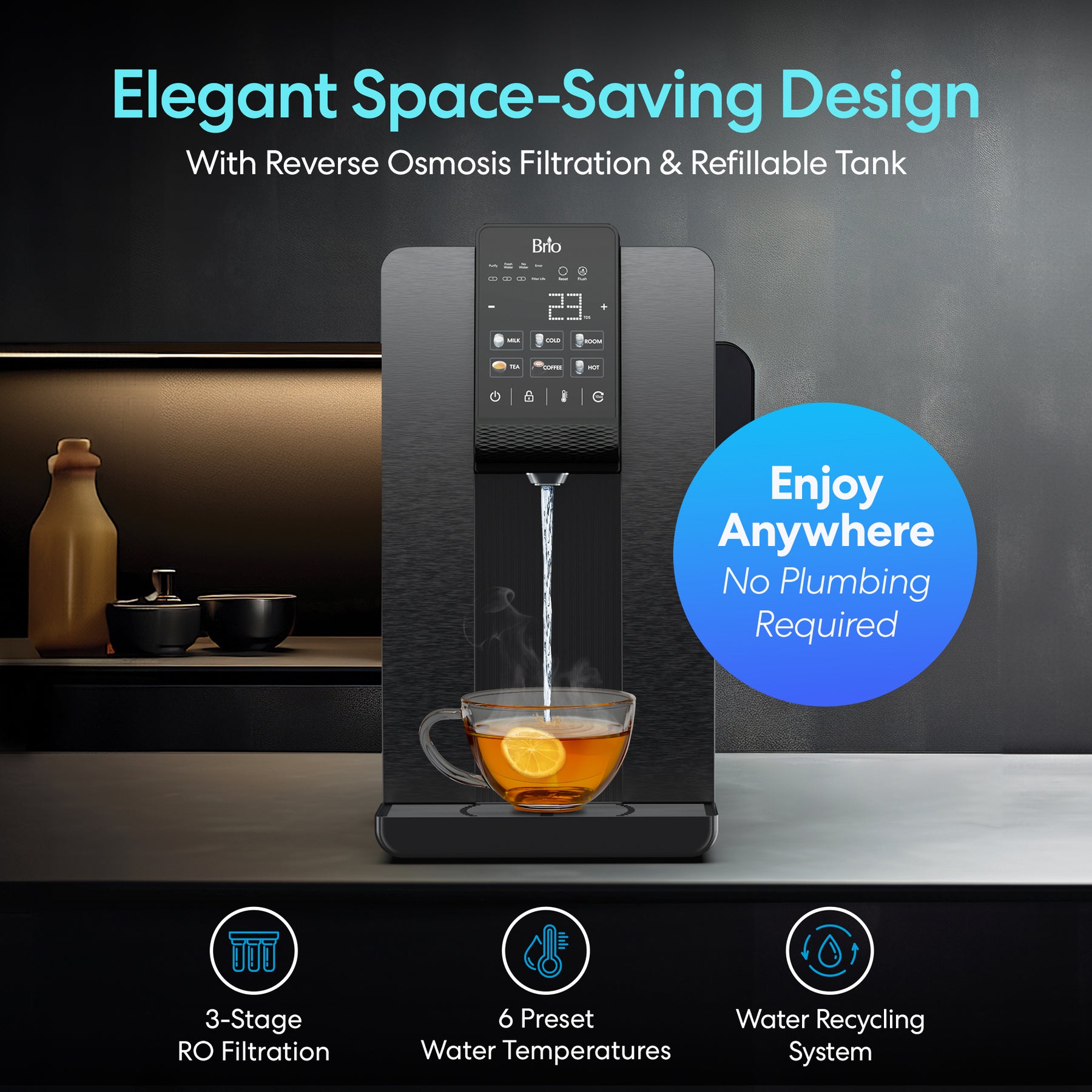 Brio Q20 Reverse Osmosis Countertop Water Dispenser