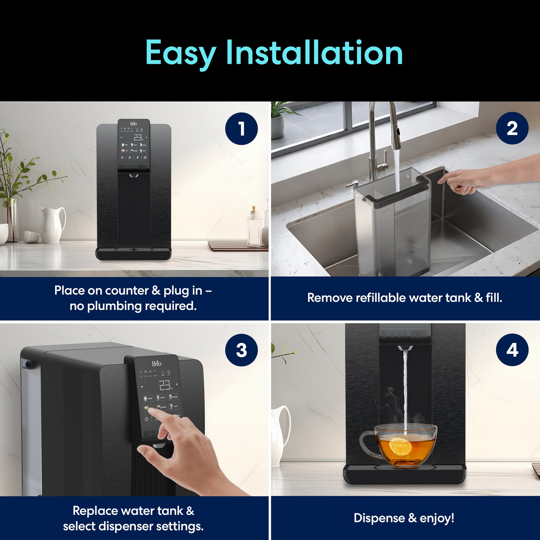 Brio Q20 Reverse Osmosis Countertop Water Dispenser