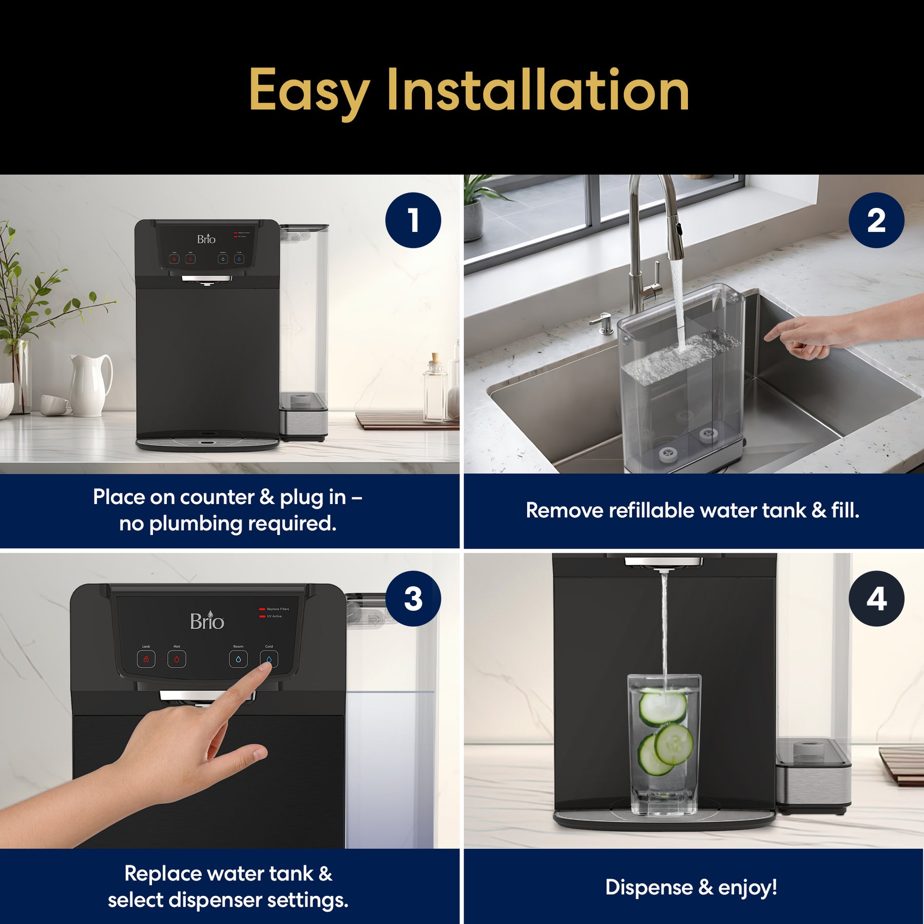 Brio 630 3-Stage Reverse Osmosis Countertop Water Dispenser