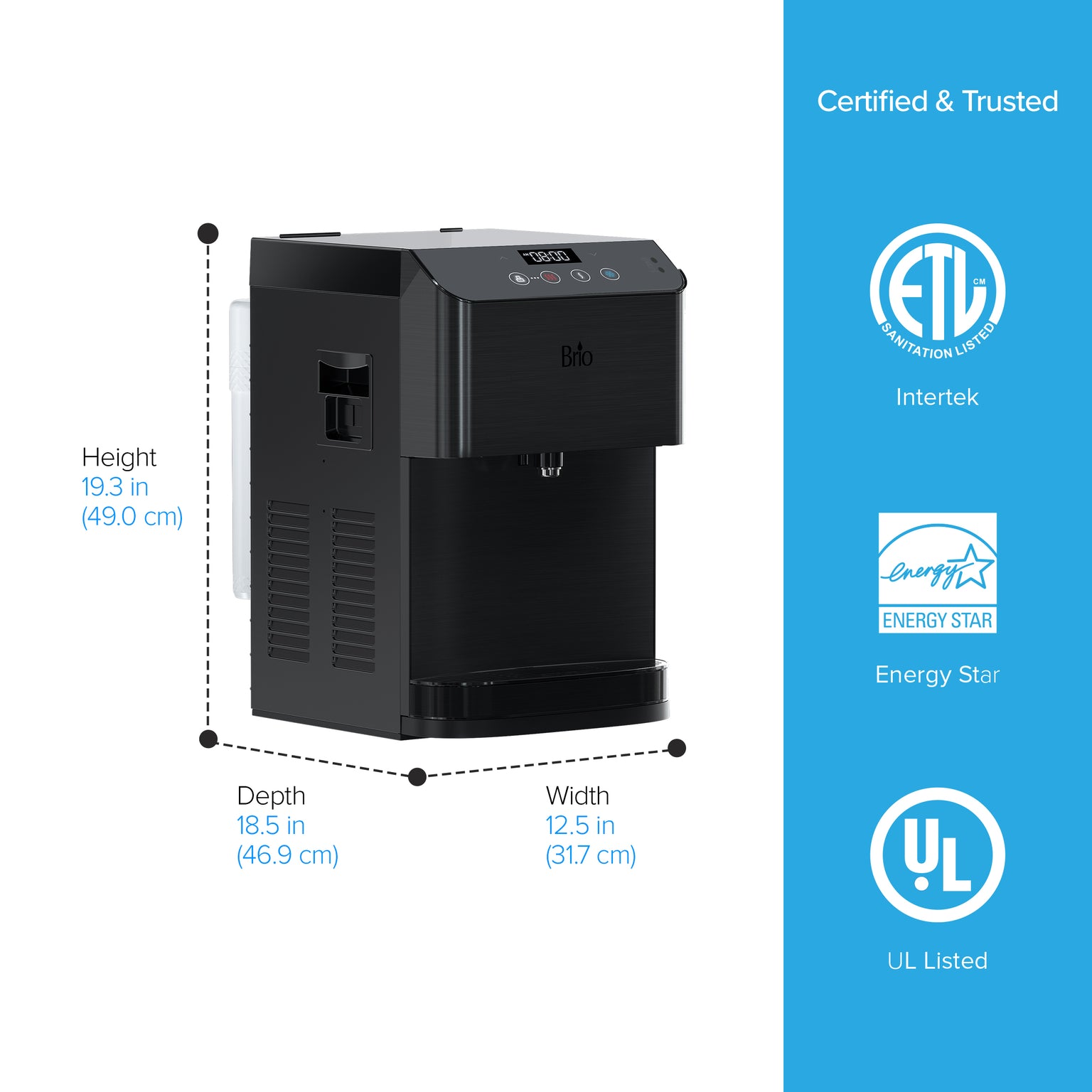 Brio Moderna Touchless Countertop Filtered Water Cooler Black Stainles