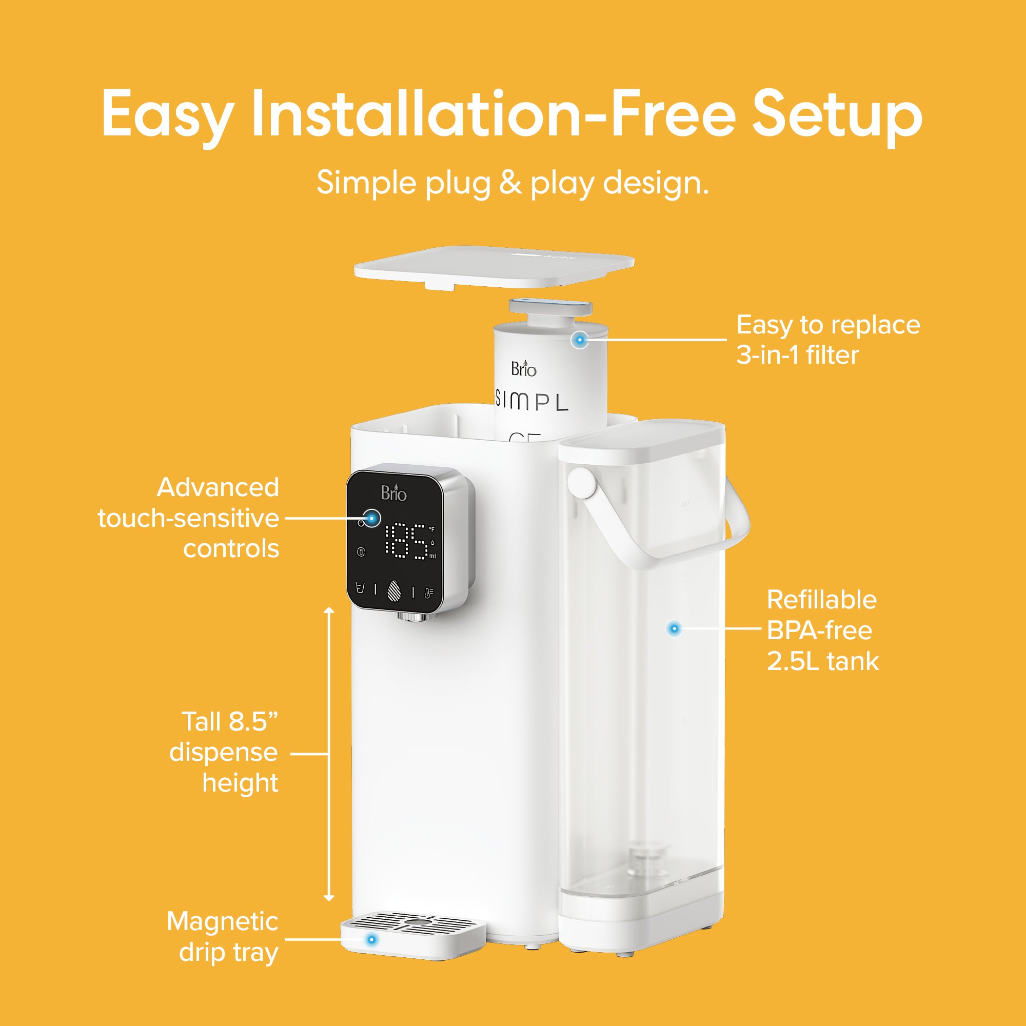 Countertop 3 Stage Filtered Water Dispenser & Refillable Tank