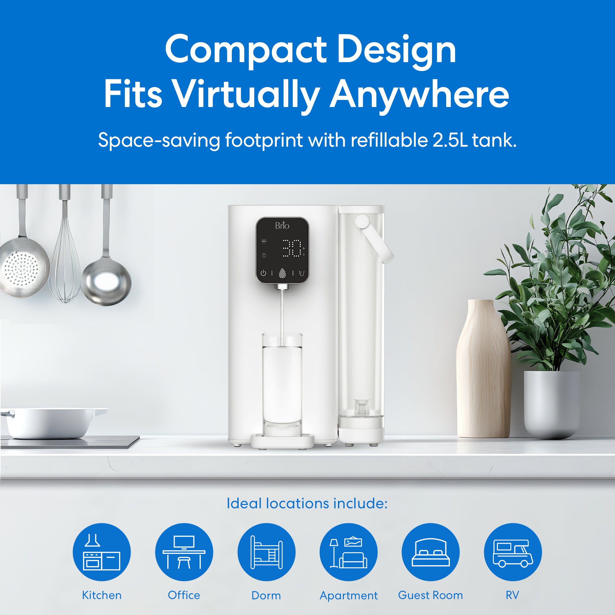 Countertop Filtered Water Dispenser | 2.5 Liter Refillable Tank