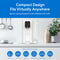 The 2-Stage Countertop Water Dispenser - SIMPL Series, with a digital display, compact design, and self-cleaning UV tech, sits on a counter—ideal for kitchens, offices, dorms, apartments, guest rooms, and RVs.