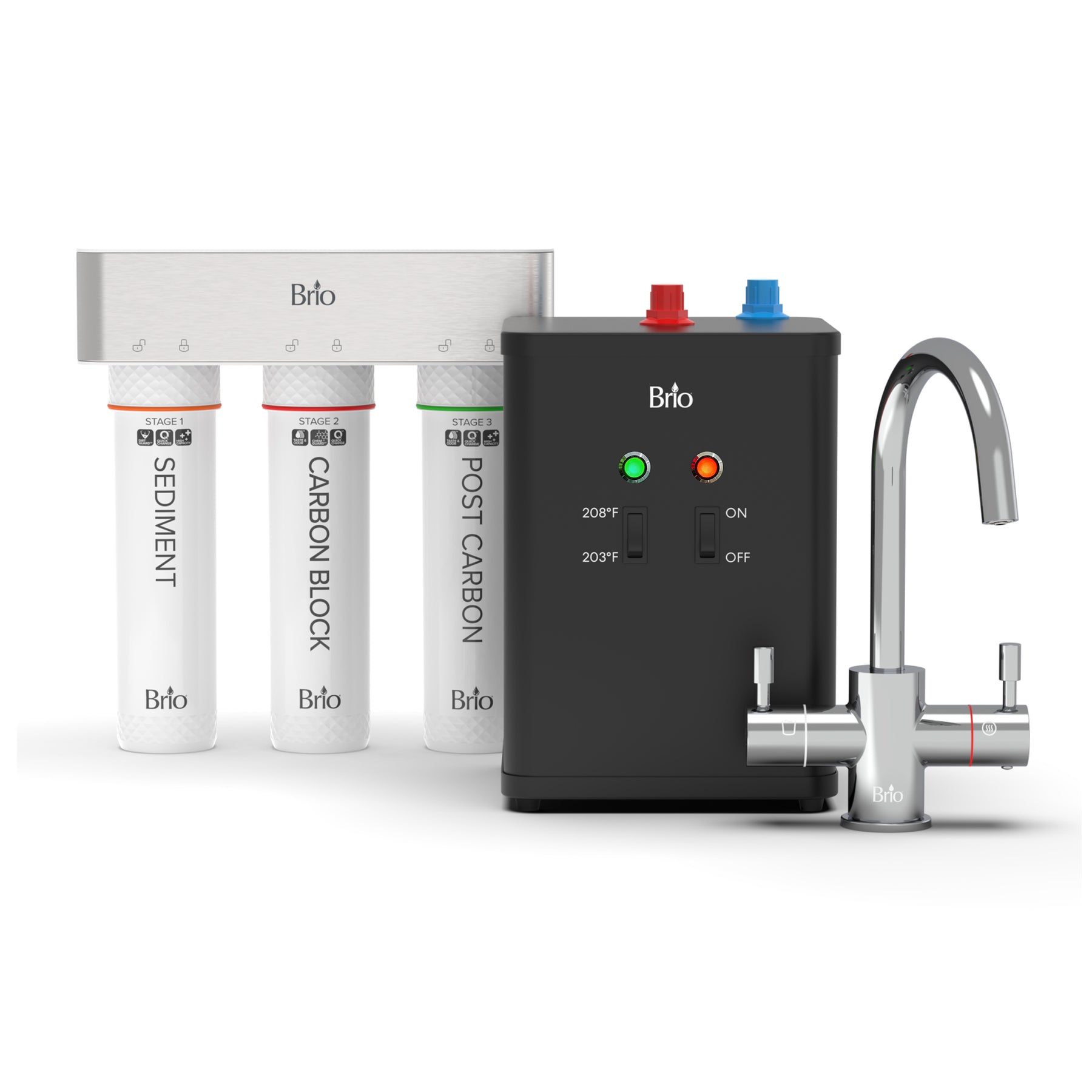 Brio 3-Stage Instant Hot Water Undersink Dispenser System – Chrome Plated