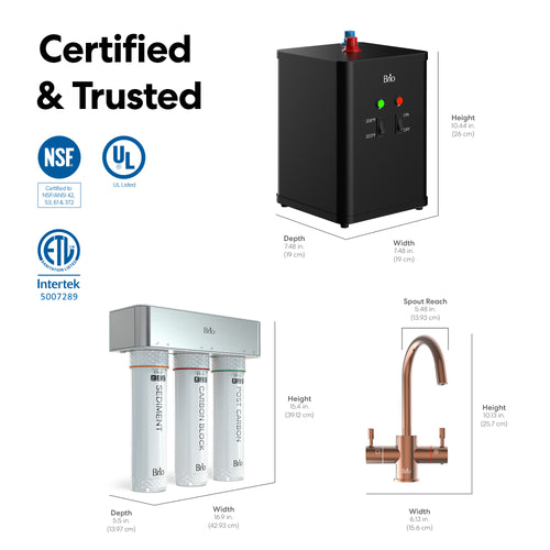 Brio 3-Stage Instant Hot Water Undersink Dispenser System – Rose Gold