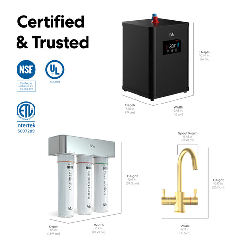 Brio 3-Stage Digital Instant Hot Water Undersink Dispenser System – Brushed Gold