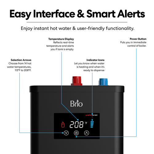 Brio 3-Stage Digital Instant Hot Water Undersink Dispenser System – Matte Black