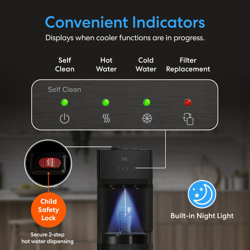 Brio 500 Series No-Line Black Stainless Bottom Load Water Cooler