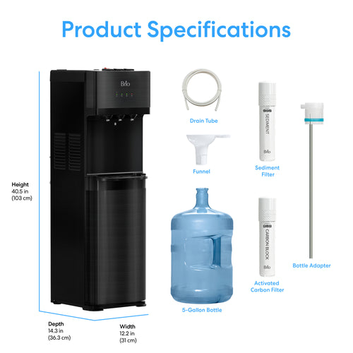 Brio 500 Series No-Line Black Stainless Bottom Load Water Cooler